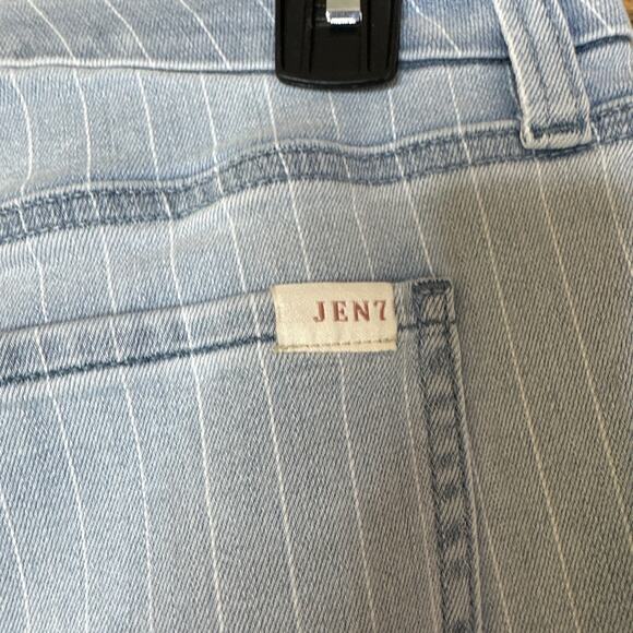 Jen7 For All Mankind Cropped Wide Leg Jeans Blue Pinstripe Stretch Denim Size 8 - Picture 6 of 10
